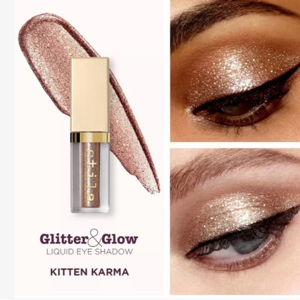 NEW NIB STILA Glitter & Glow Liquid Sparkle Eyeshadow Kitten Karma Thin Tip $25 - Picture 6 of 7
